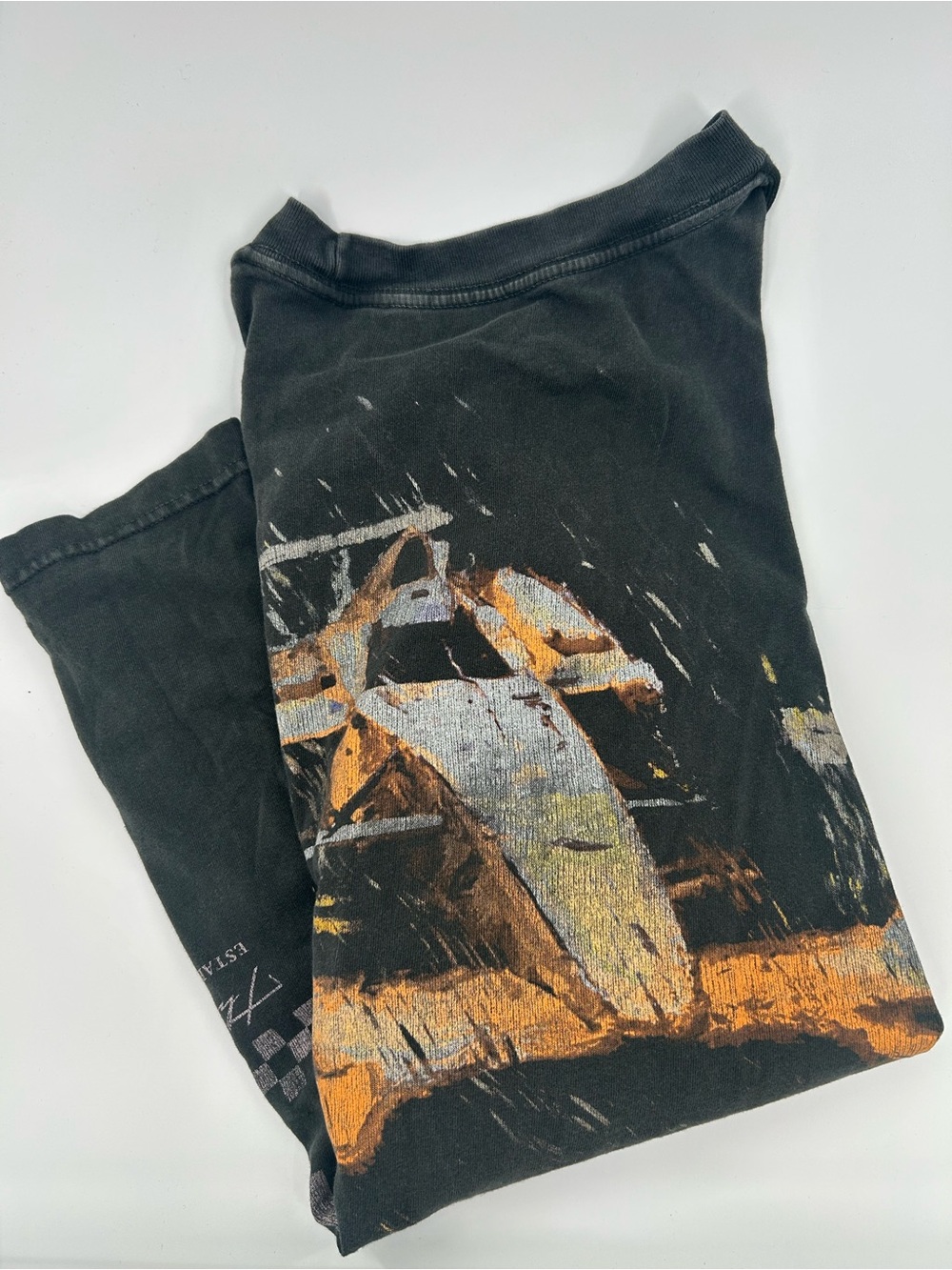 Abercrombie & Fitch McLaren Racing F1 Graphic Washed Black Worn Sz Tag PTP 22” L